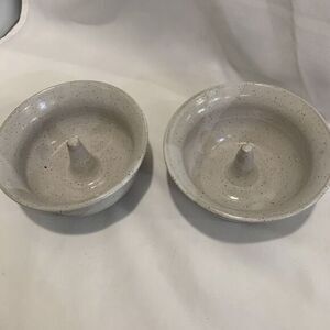 Set Of 2 Art‎ Pottery Small Apple Baking Dish Bowl Signed Seagulls Sea grass